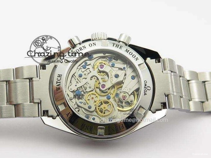 0510 Speedmaster MoonWatch  Apollo 16 Black Dial On SS Bracelet Supportive 8231